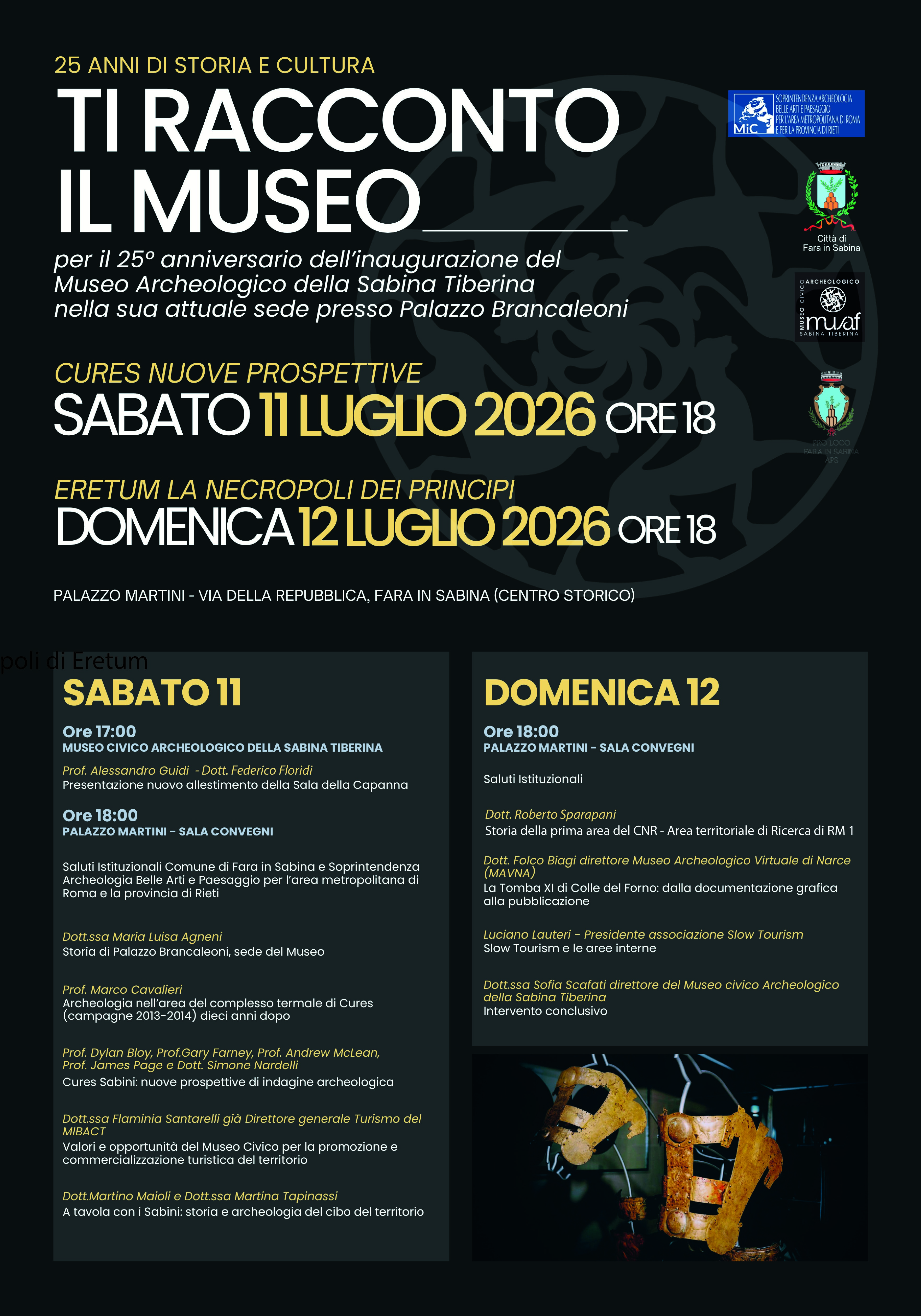 Ti racconto il Museo – 25 anni di storia e cultura. Fara in Sabina 11 e 12 luglio 2026