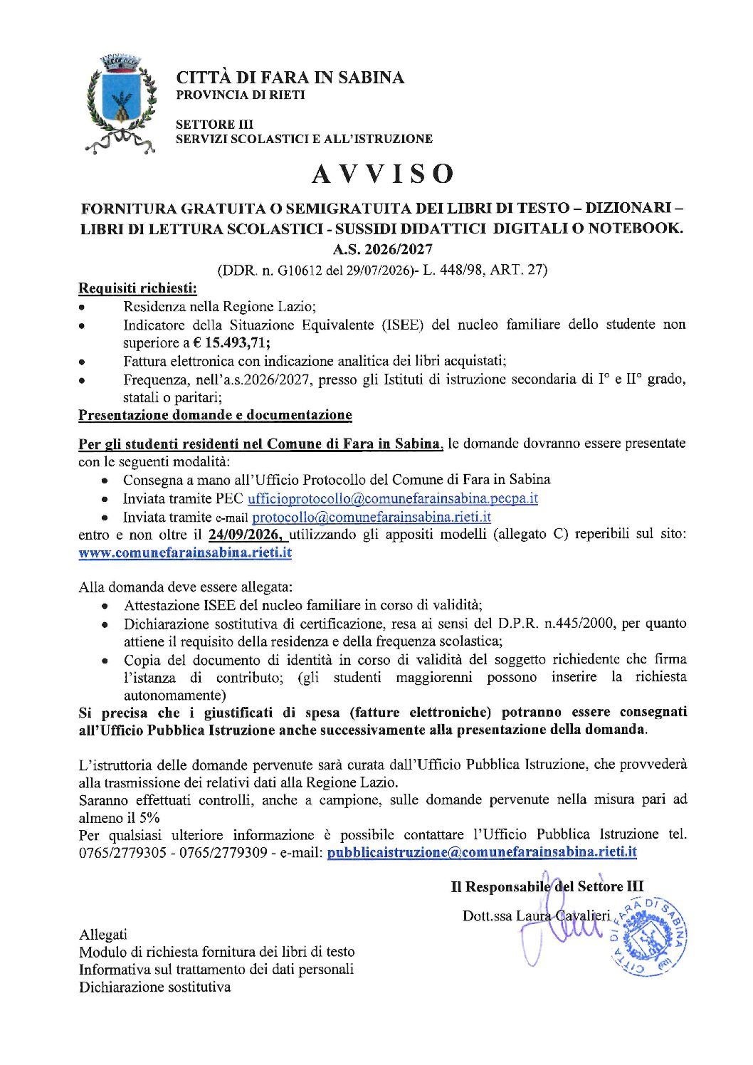 FORNITURA GRATUITA O SEMIGRATUITA DEI LIBRI DI TESTO – DIZIONARI – LIBRI DI LETTURA SCOLASTICI – SUSSIDI DIDATTICI DIGITALI O NOTEBOOK. A.S. 2026/2027- AVVISO