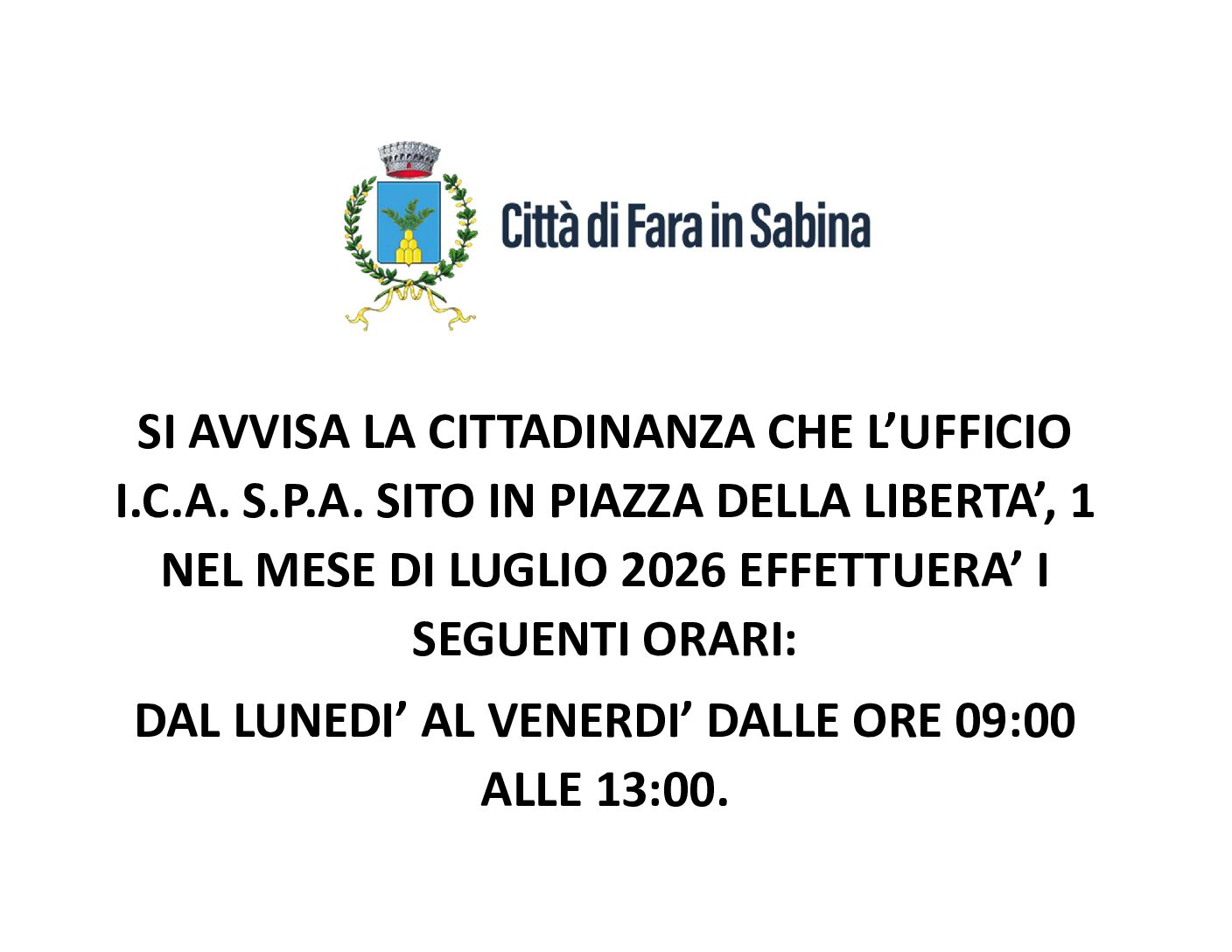 AVVISO AI CITTADINI