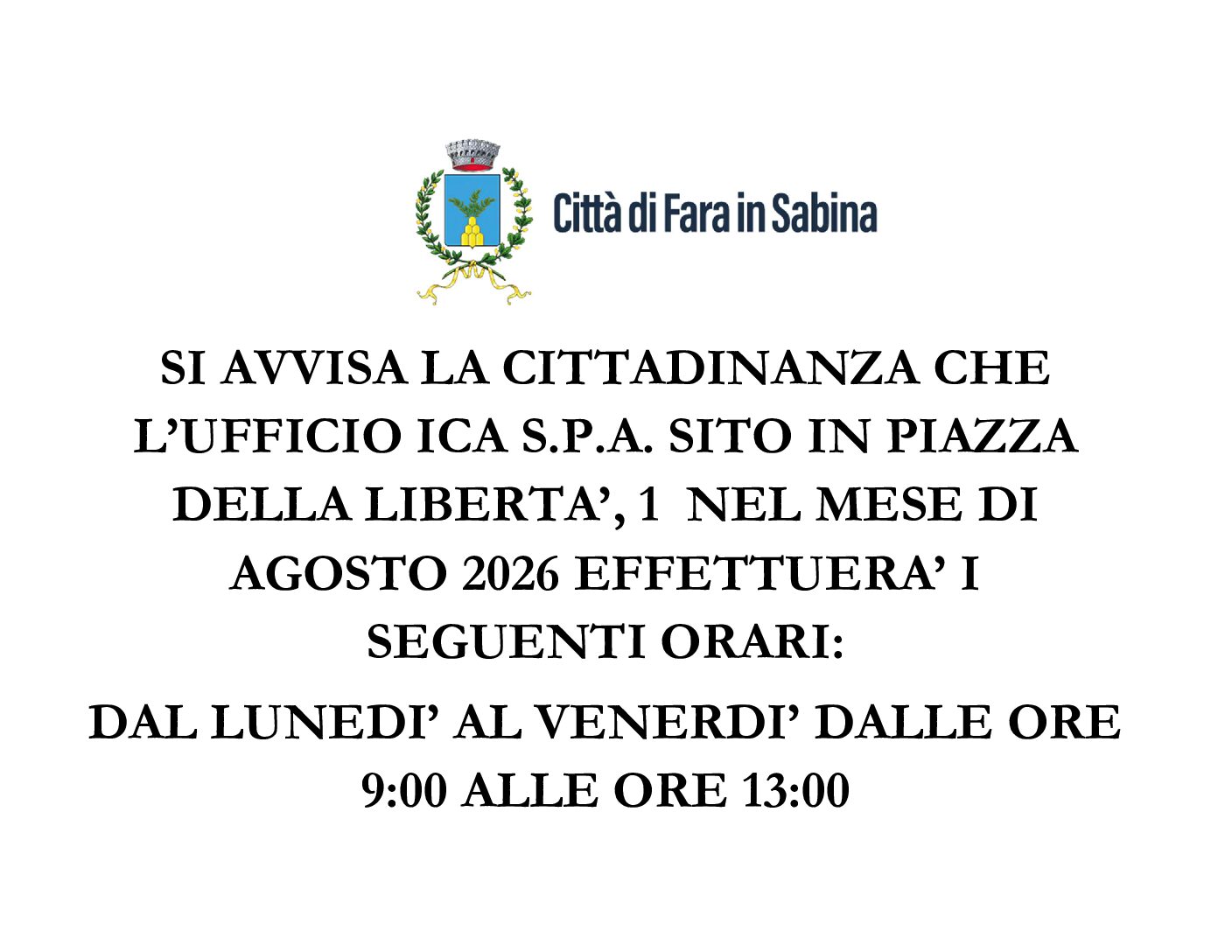 Avviso ai cittadini