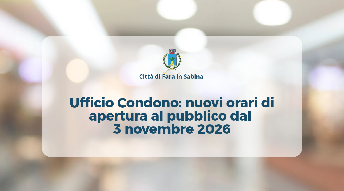 Cogesi (1) Ufficio Condono: nuovi orari di apertura al pubblico dal 3 novembre 2026